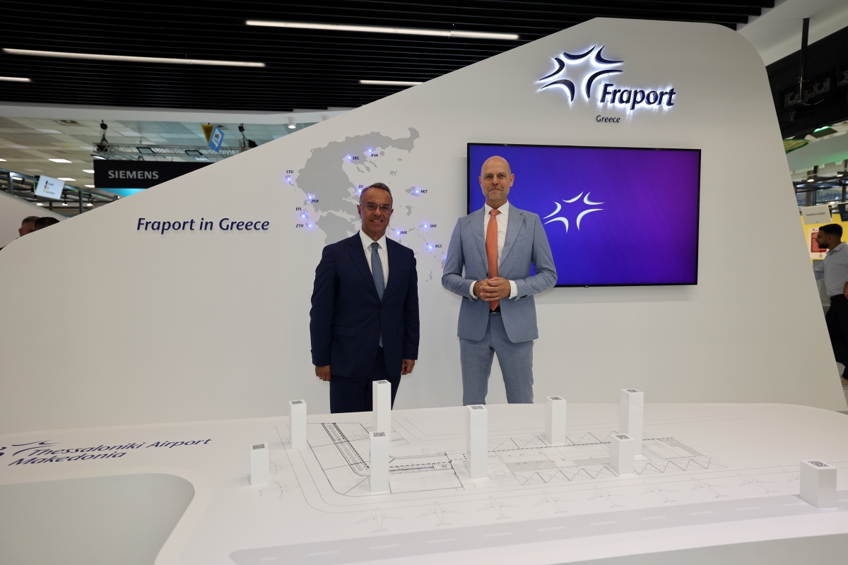 The Minister of Infrastructure and Transport, Christos Staikouras, with Alexander Zinell, CEO of Fraport Greece